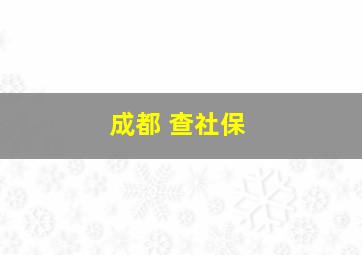 成都 查社保